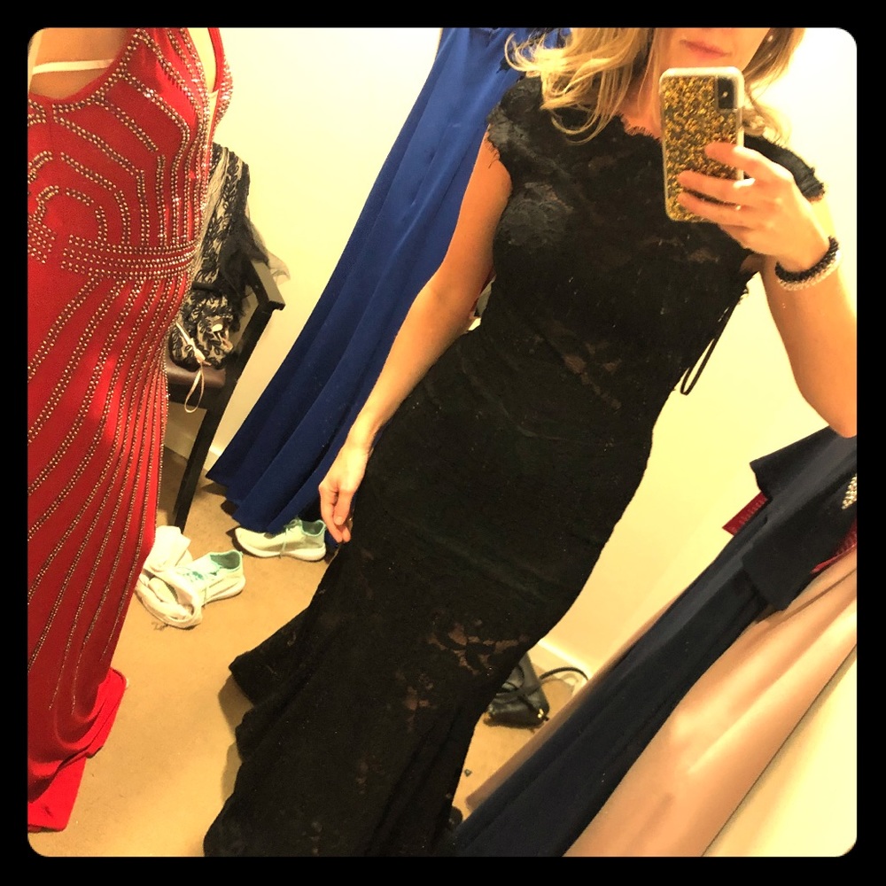Formal/Prom Black Lace Dress - Betsy & Adam